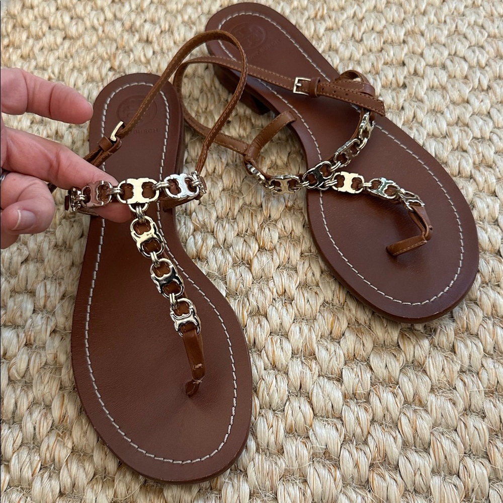 Tory Burch Gemini Link T-Strap Sandals Size 8.5